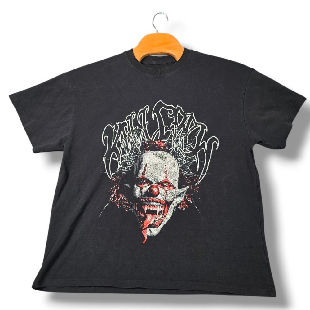 Kill Crew Evil Clown Porrada Series Graphic T-Shirt Black Oversized Mens Medium